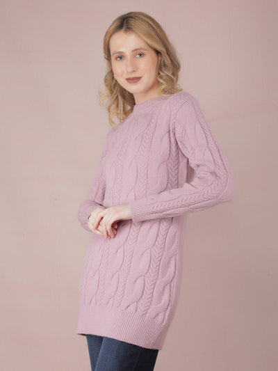 Purple Long Length Acrylic Sweater-Women Sweaters-Crimsoune Club