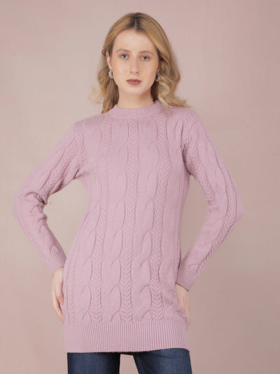 Purple Long Length Acrylic Sweater-Women Sweaters-Crimsoune Club