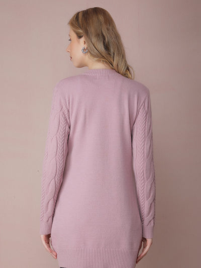 Purple Long Length Acrylic Sweater-Women Sweaters-Crimsoune Club