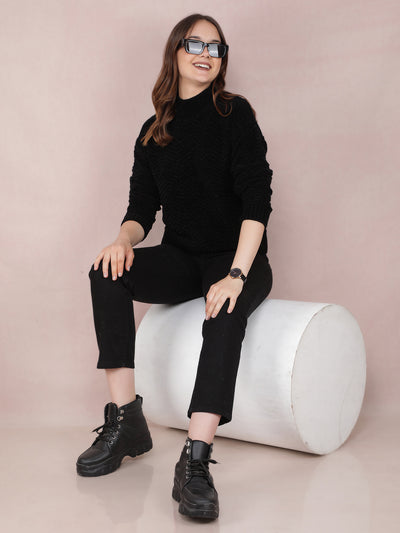 Black Sweater-Women Sweaters-Crimsoune Club