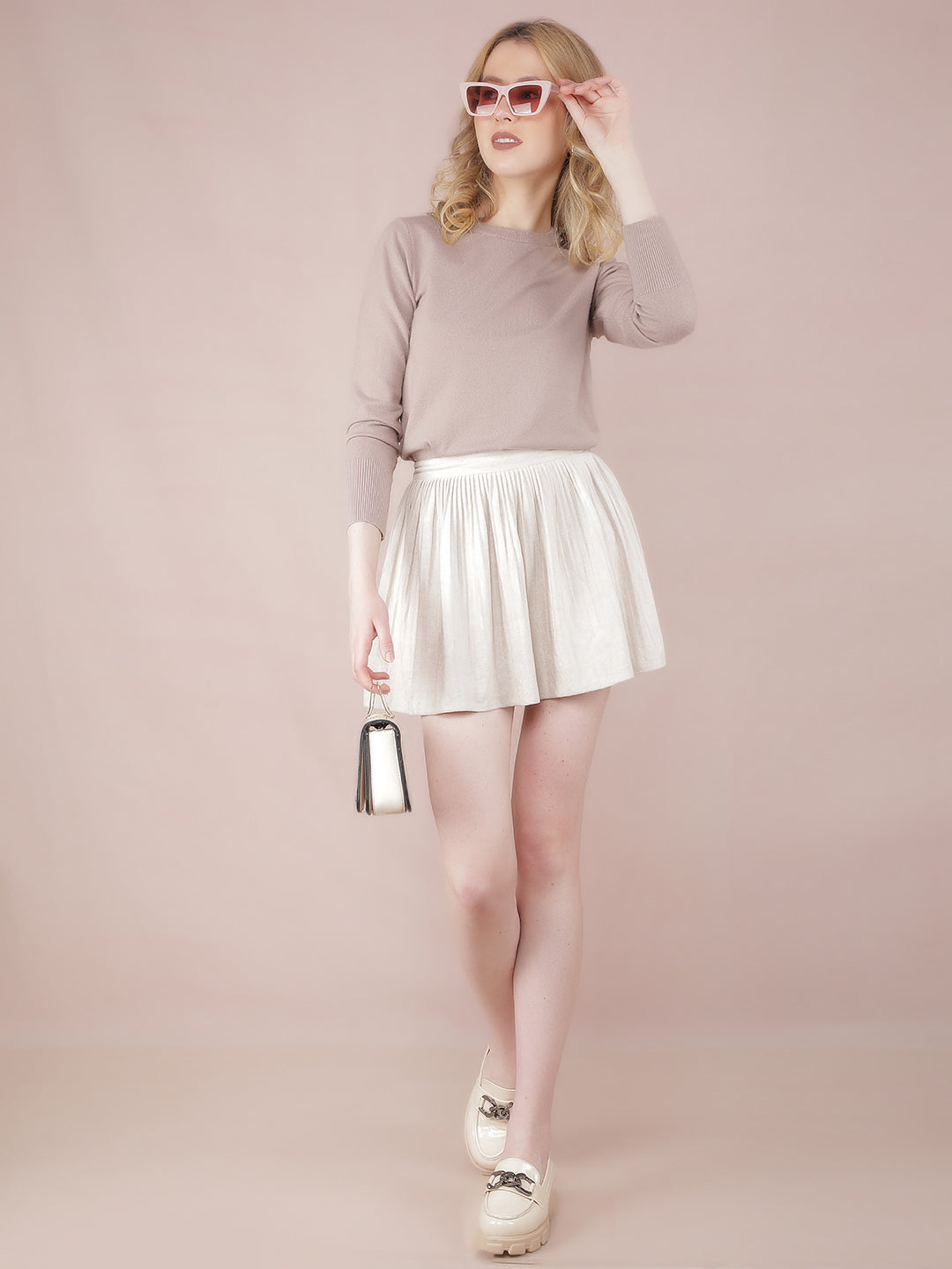 Beige Sweater-Women Sweaters-Crimsoune Club