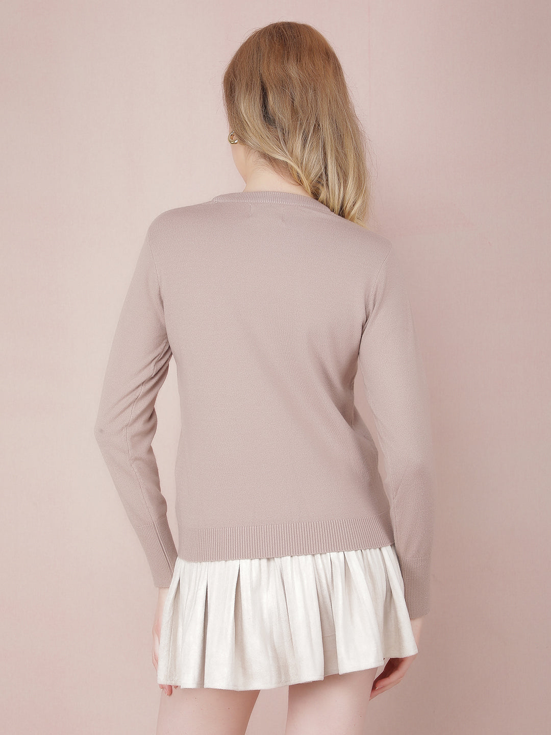 Beige Sweater-Women Sweaters-Crimsoune Club