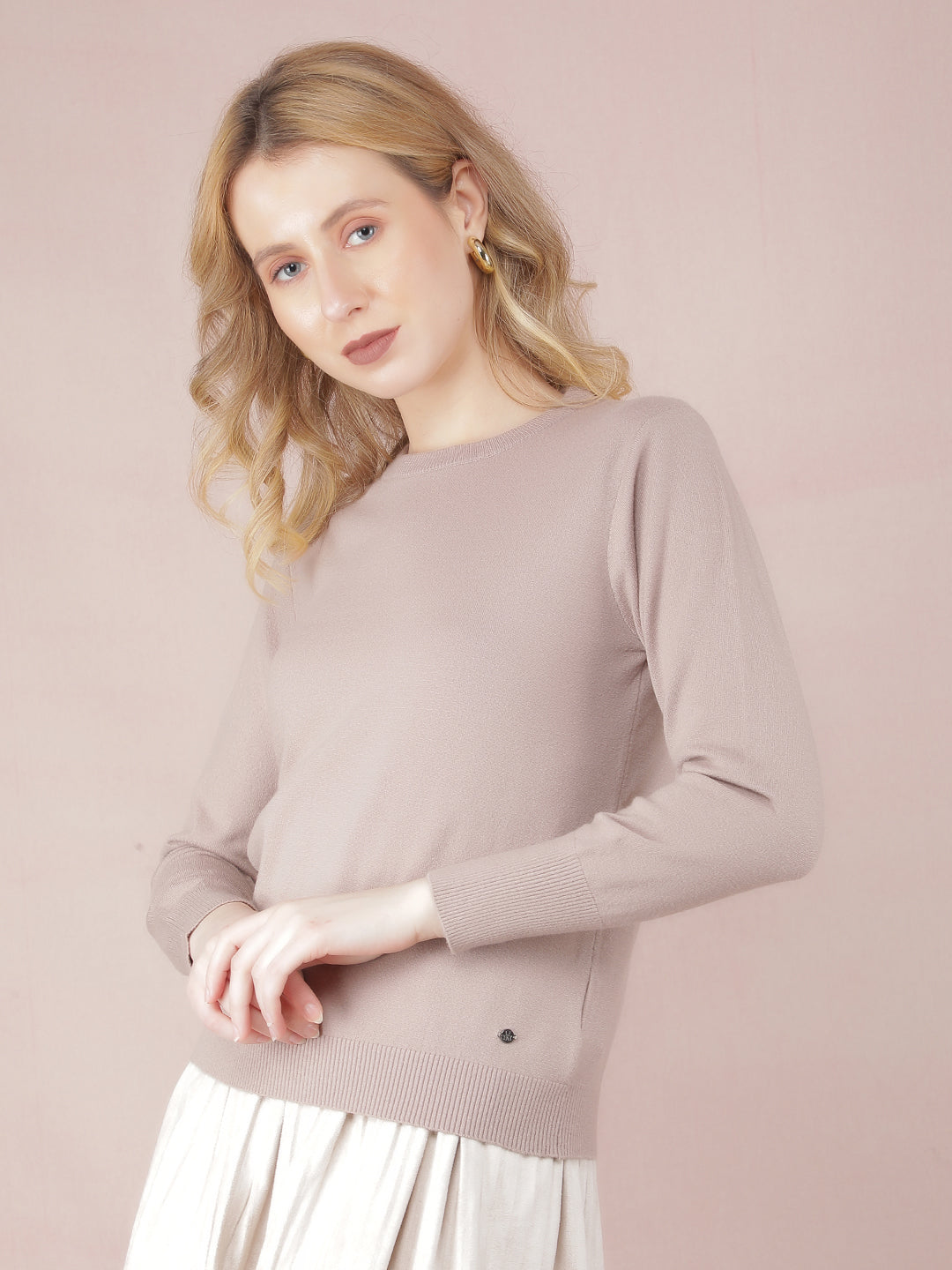 Beige Sweater-Women Sweaters-Crimsoune Club