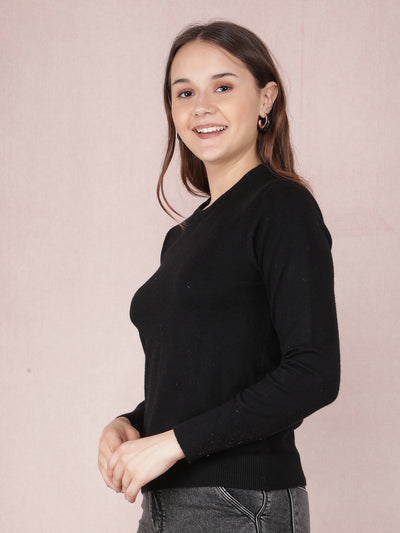 Black Sweater-Women Sweaters-Crimsoune Club