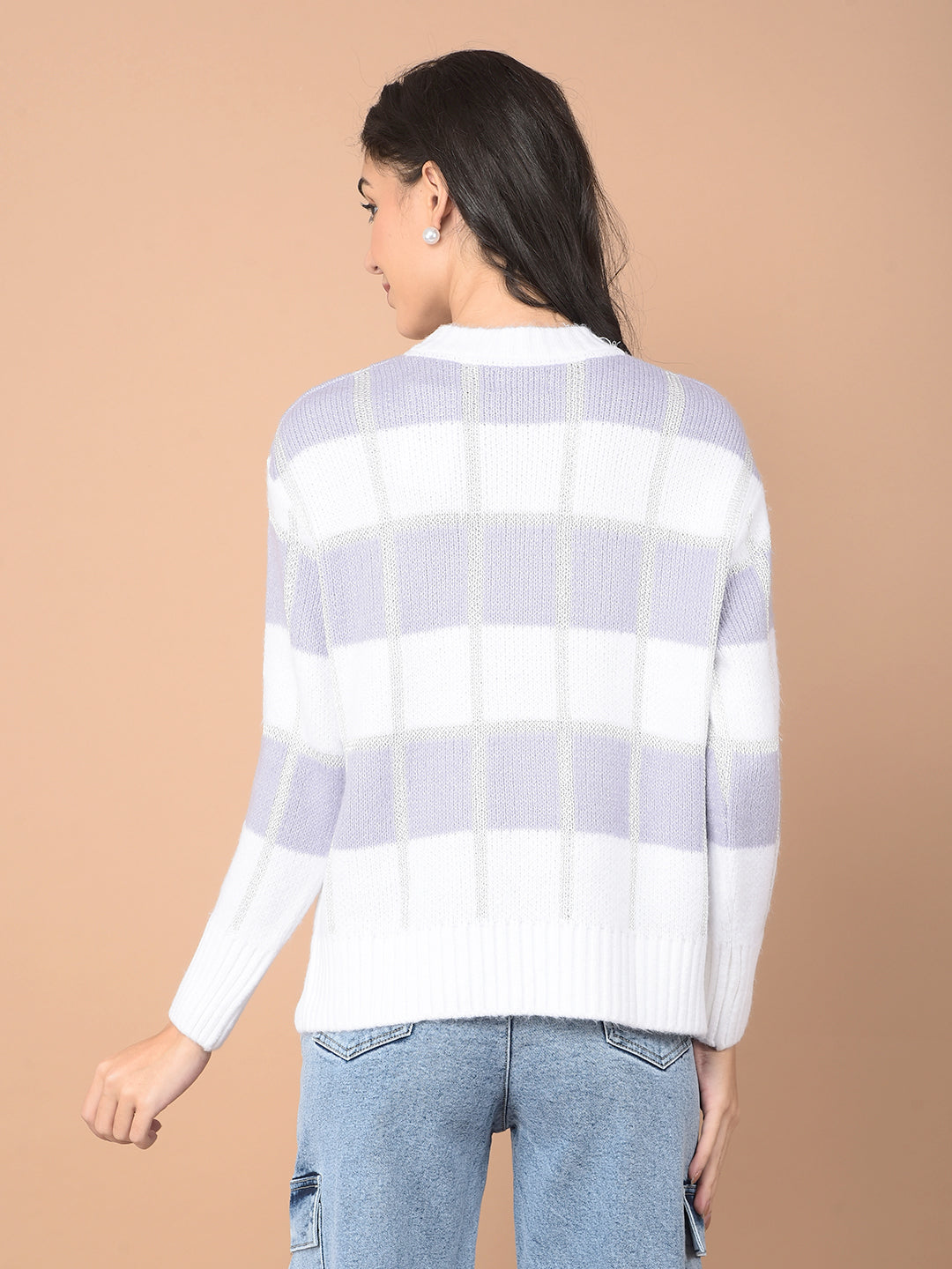 Purple Printed Sweater-Women Sweaters-Crimsoune Club