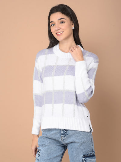 Purple Printed Sweater-Women Sweaters-Crimsoune Club