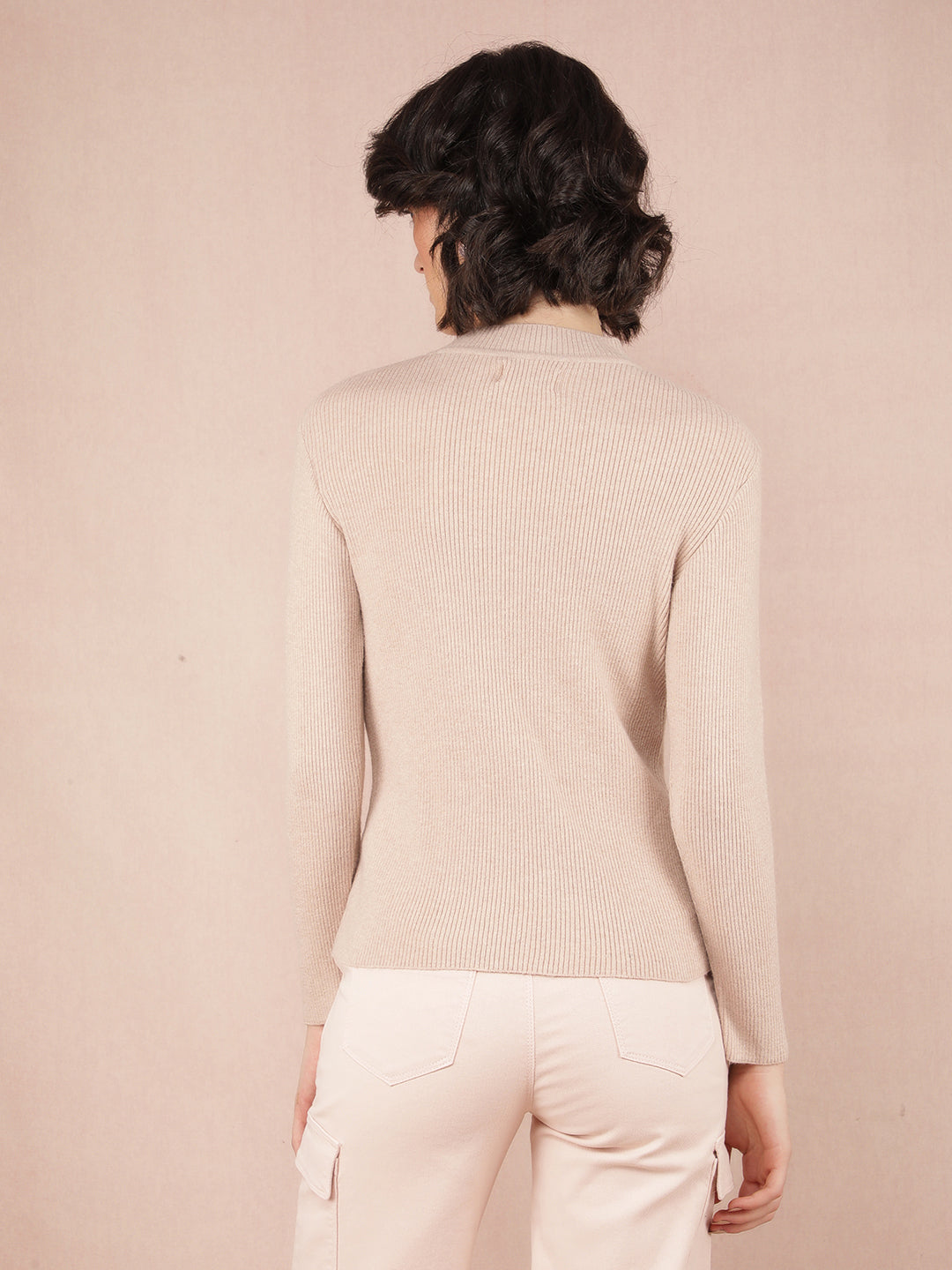 Beige Sweater-Women Sweaters-Crimsoune Club