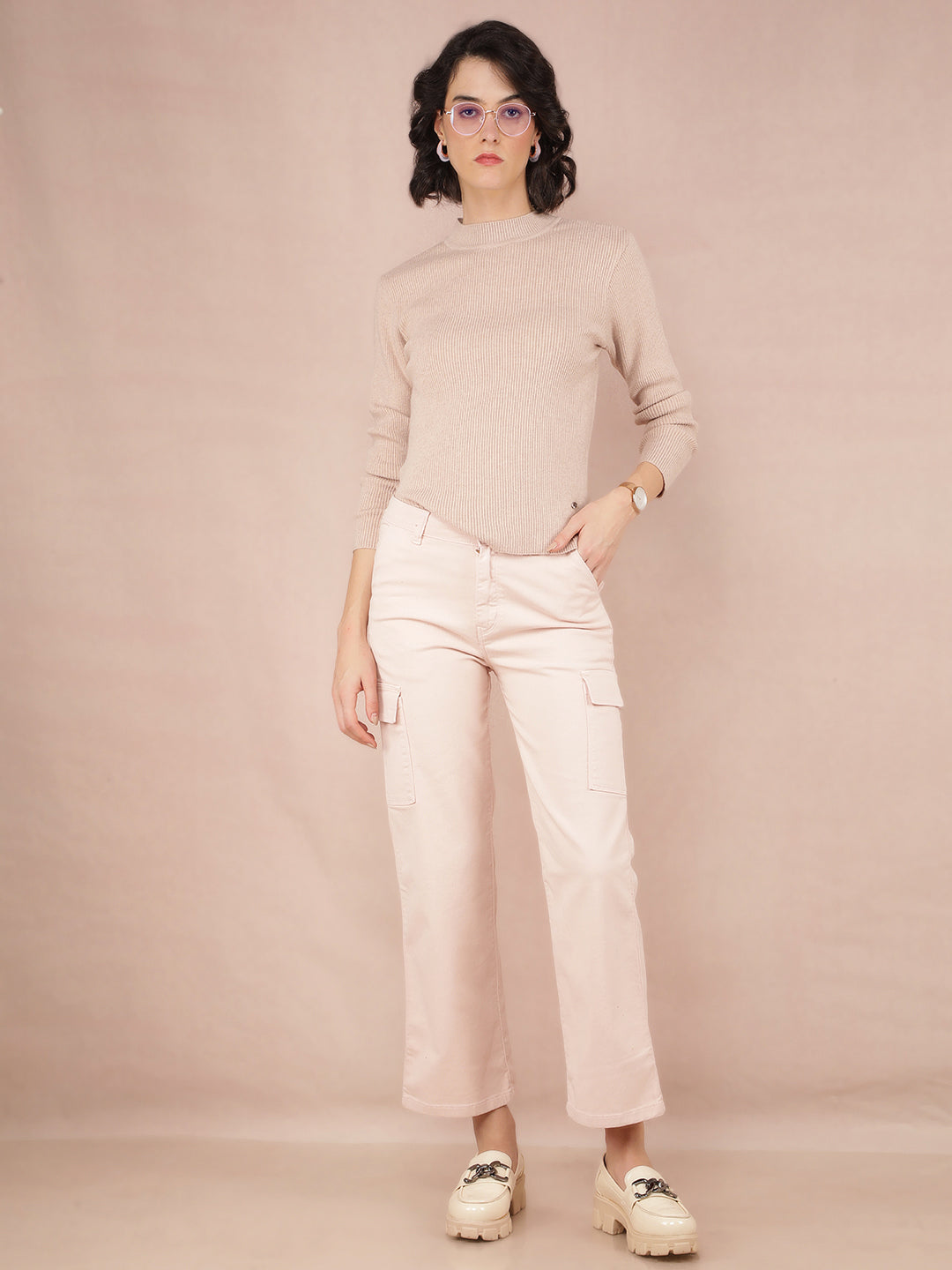 Beige Sweater-Women Sweaters-Crimsoune Club