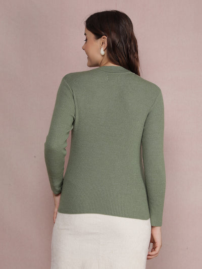 Green Sweater-Women Sweaters-Crimsoune Club