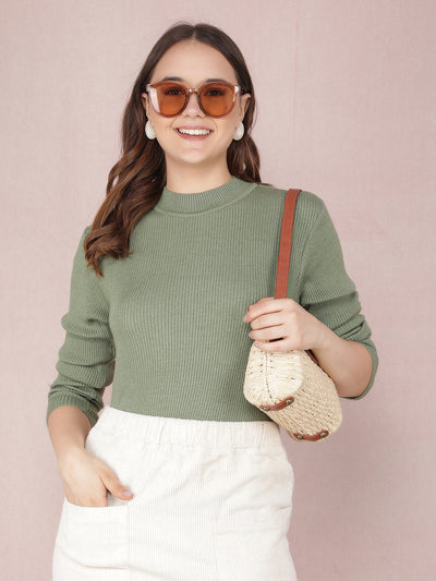 Green Sweater-Women Sweaters-Crimsoune Club