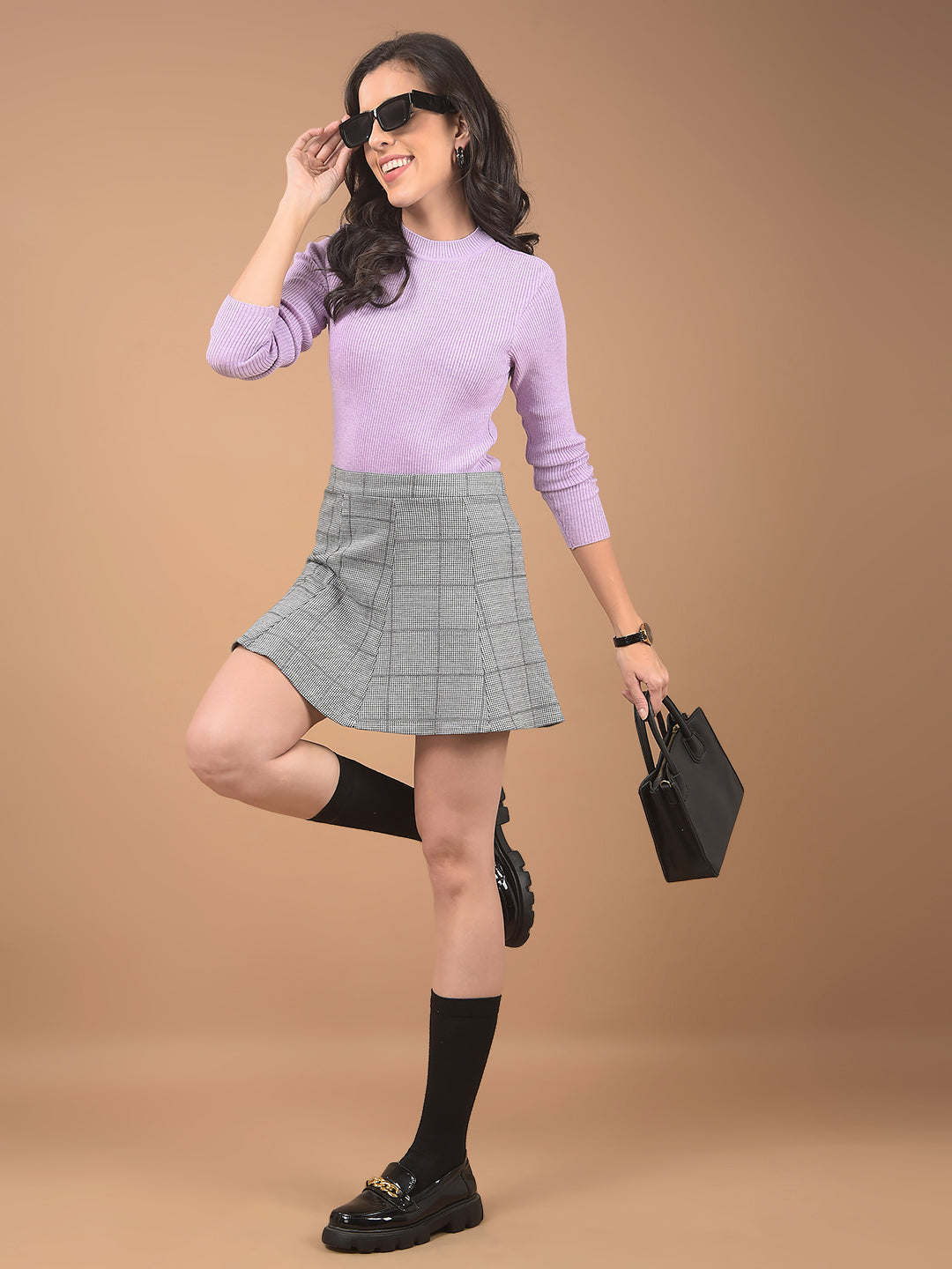 Purple Jacquard Sweater-Women Sweaters-Crimsoune Club