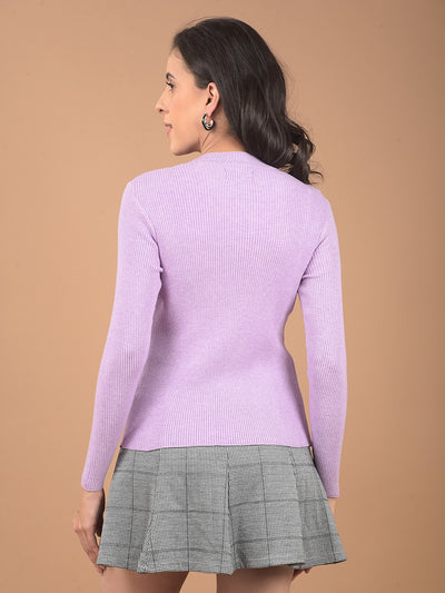 Purple Jacquard Sweater-Women Sweaters-Crimsoune Club