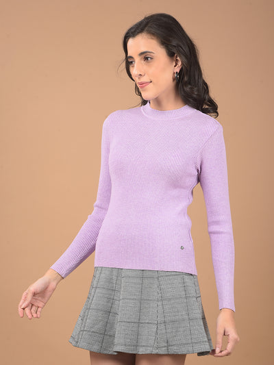 Purple Jacquard Sweater-Women Sweaters-Crimsoune Club