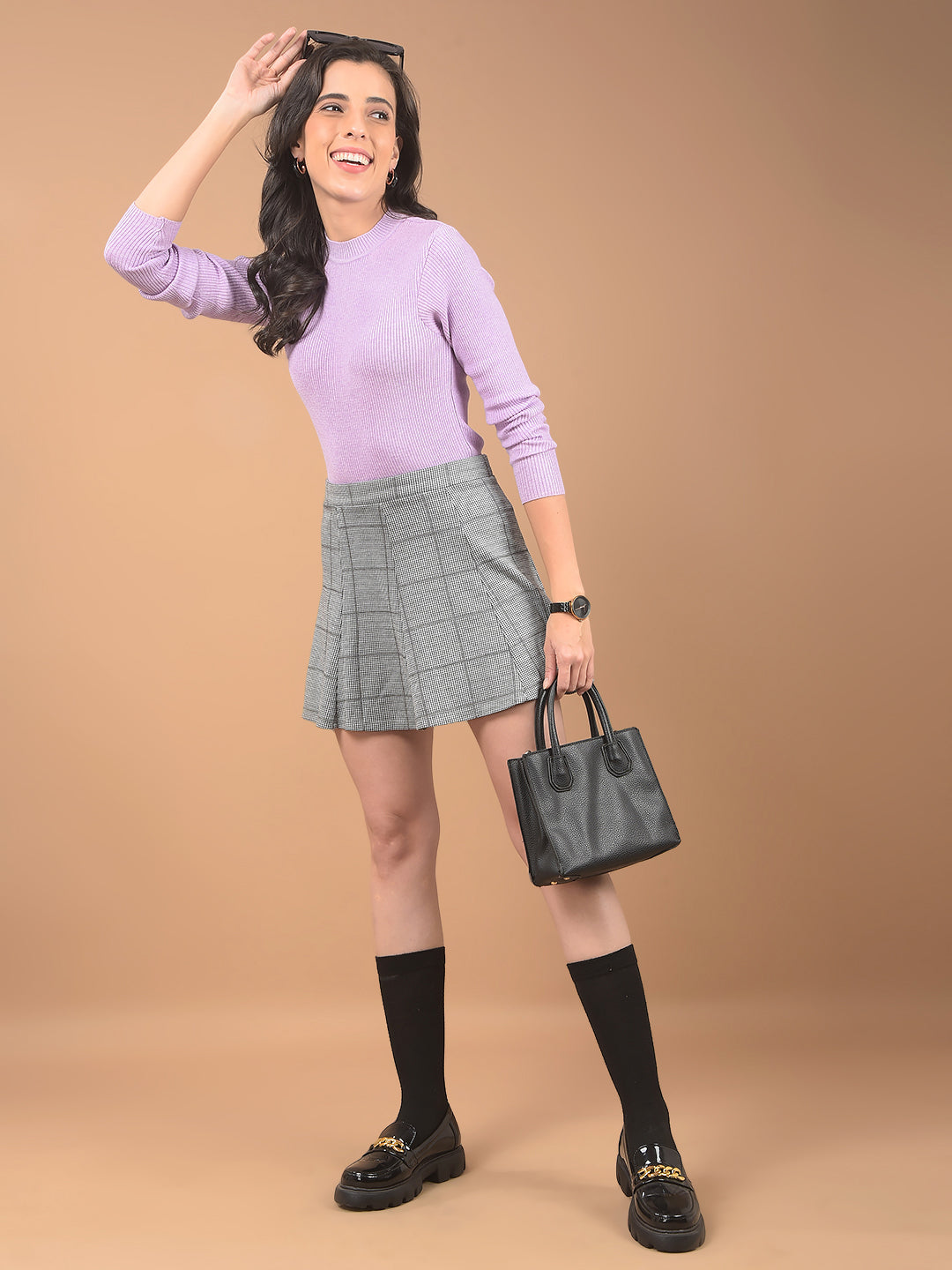 Purple Jacquard Sweater-Women Sweaters-Crimsoune Club