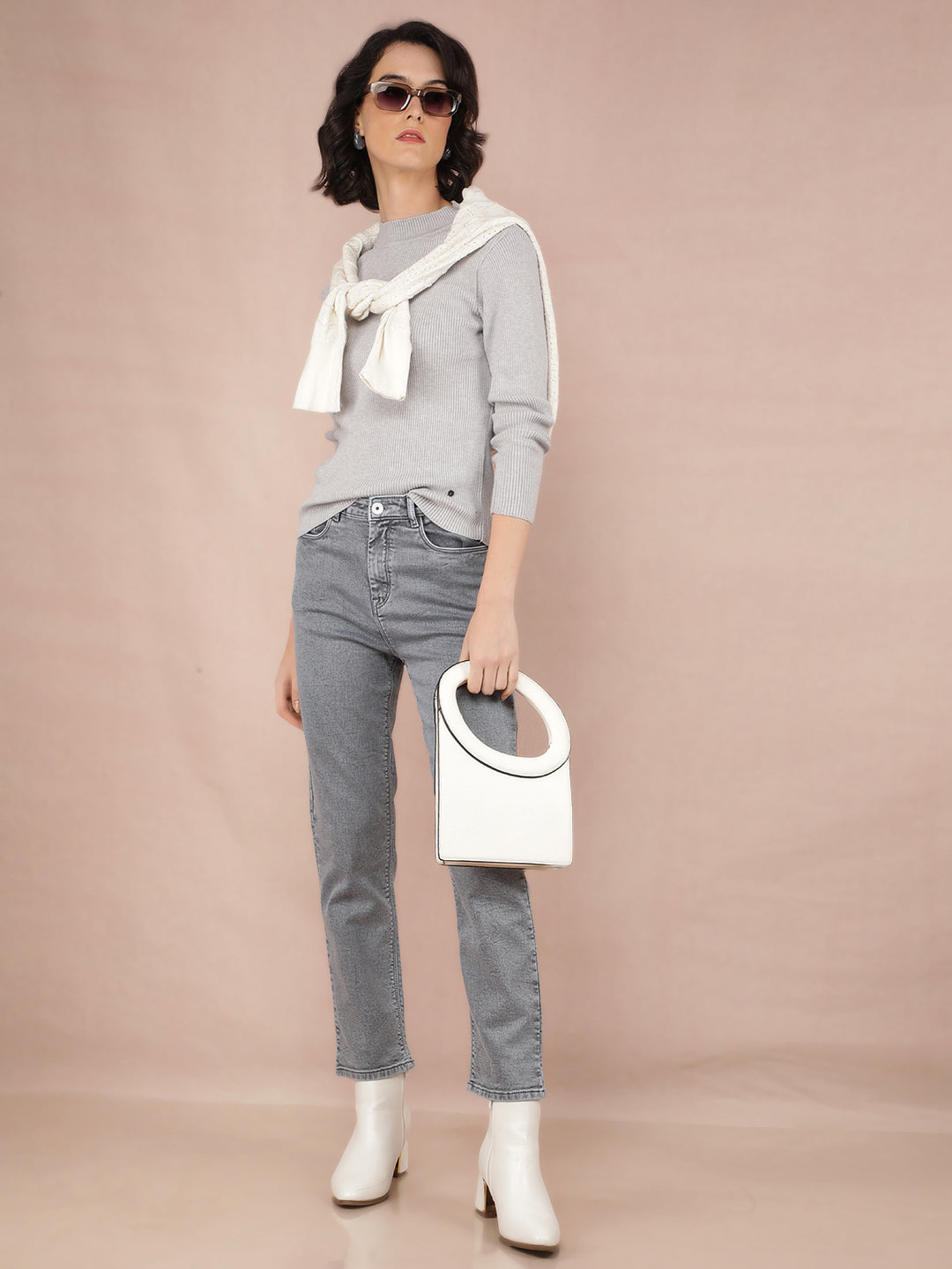 Grey Sweater-Women Sweaters-Crimsoune Club