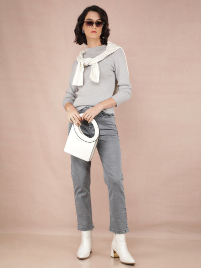 Grey Sweater-Women Sweaters-Crimsoune Club