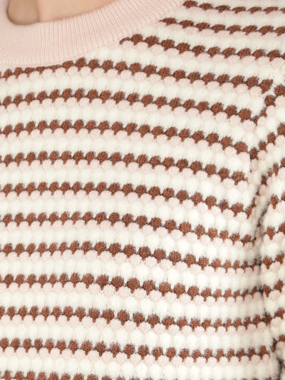 Peach Printed Sweater-Women Sweaters-Crimsoune Club