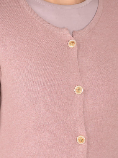 Pink Knee Length Cardigan-Women Sweaters-Crimsoune Club