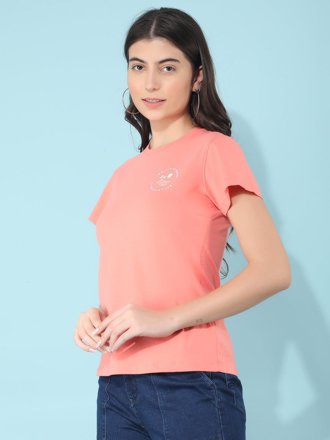 Peach T-Shirt-Women T-Shirts-Crimsoune Club