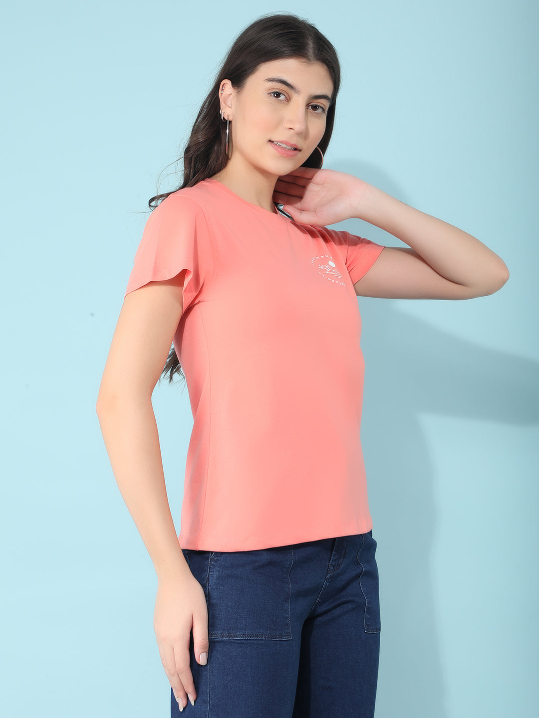 Peach T-Shirt-Women T-Shirts-Crimsoune Club