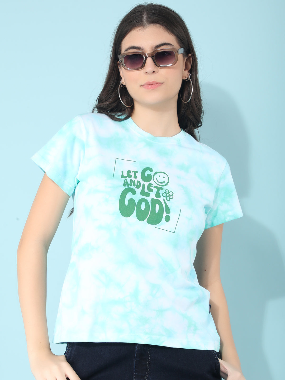 Green Typographic Print T-Shirt-Women T-Shirts-Crimsoune Club