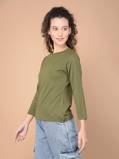 Olive Crop Length T-Shirt