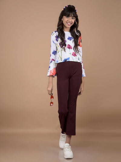 Multi-Color Floral Print Linen Top