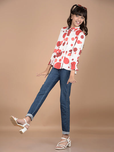 Red Polka Dots Tie-Up Neck Top