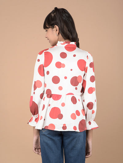 Red Polka Dots Tie-Up Neck Top