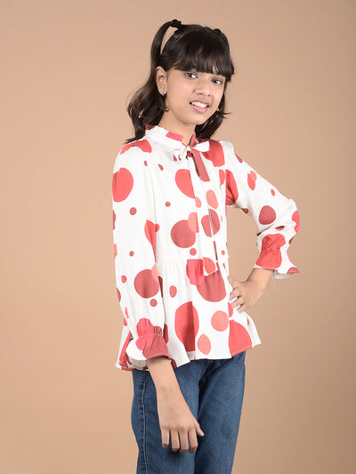 Red Polka Dots Tie-Up Neck Top