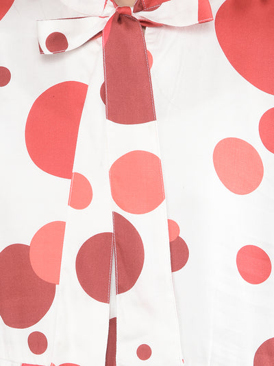 Red Polka Dots Tie-Up Neck Top