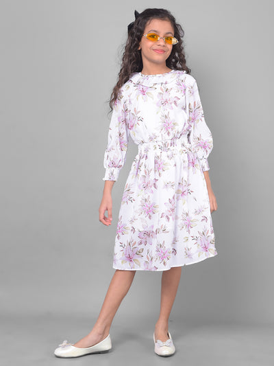 Multicolour Printed Floral Dress-Girls Dresses-Crimsoune Club