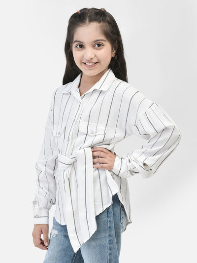 White Striped Dress-Girls Dress-Crimsoune Club