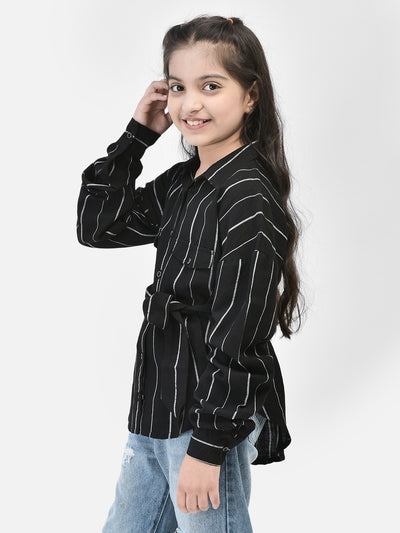 Black Striped Dress-Girls Dress-Crimsoune Club