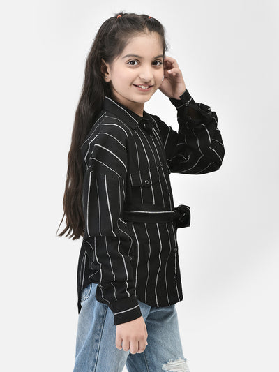 Black Striped Dress-Girls Dress-Crimsoune Club