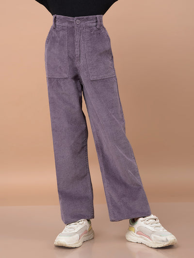 Purple Printed 100% Cotton Corduroy Co-Ord Sets