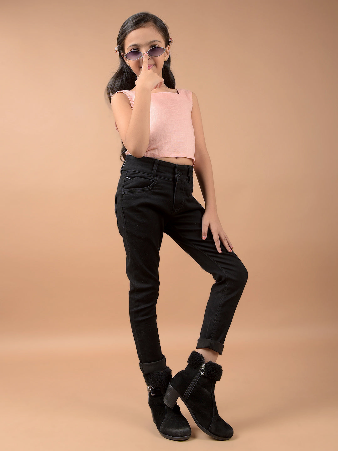 Black Skinny Stretchable Jeans-Girls Jeans-Crimsoune Club