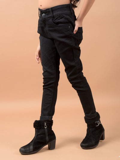 Black Skinny Stretchable Jeans-Girls Jeans-Crimsoune Club