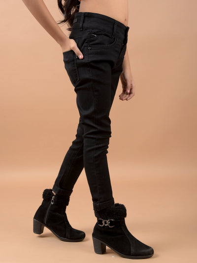 Black Skinny Stretchable Jeans-Girls Jeans-Crimsoune Club