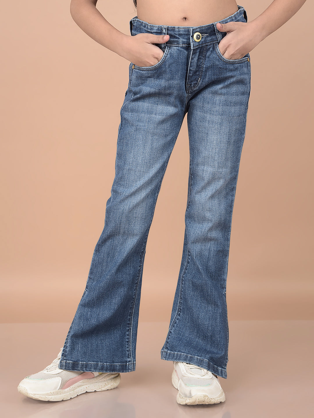 Blue Light-Fade Boot Cut Jeans