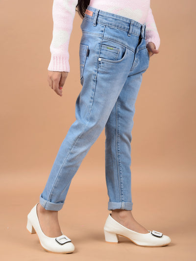 Blue High-Rise Jeans-Girls Jeans-Crimsoune Club