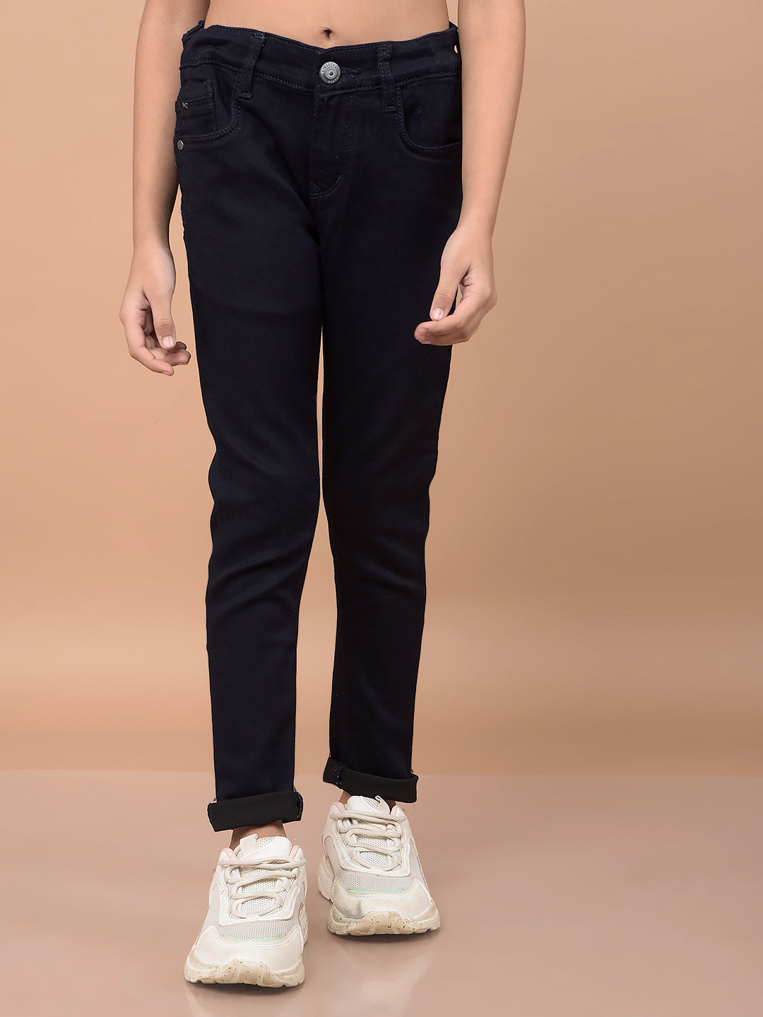 Navy Blue Ankle Fit Jeans