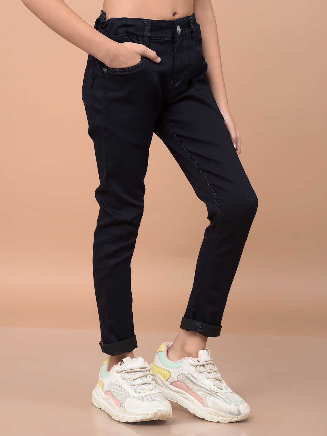 Navy Blue Ankle Fit Jeans