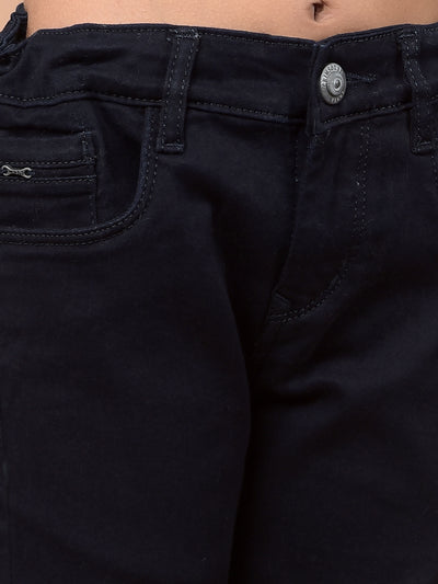 Navy Blue Ankle Fit Jeans