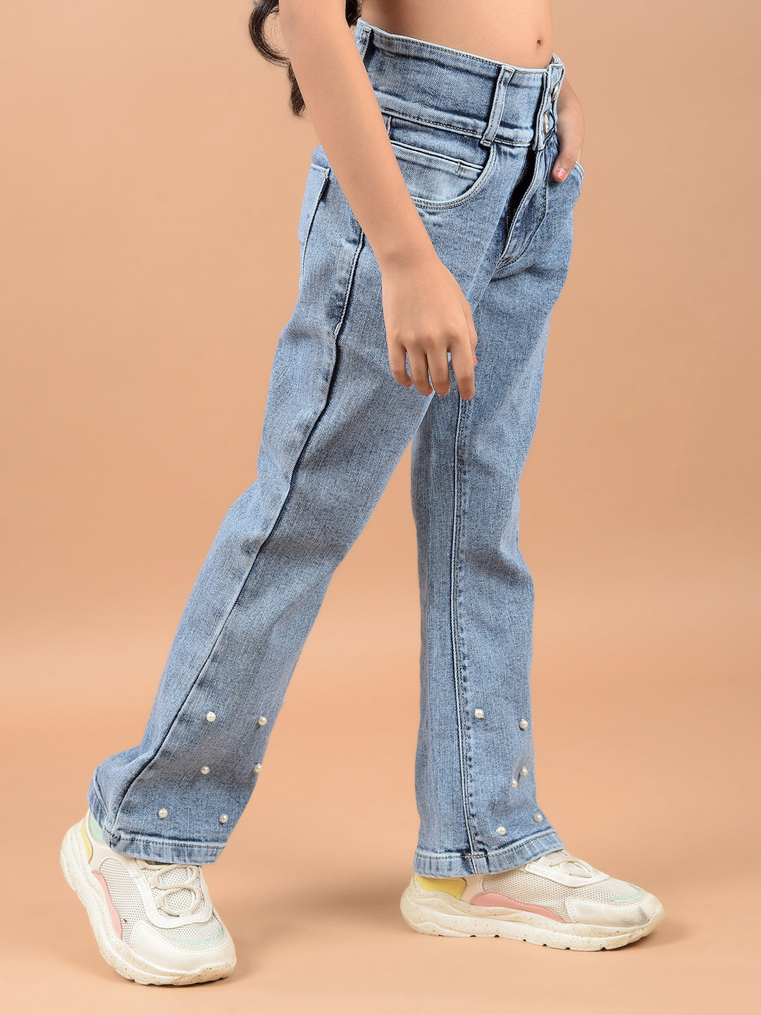 Blue Bootcut High-Waist Jeans-Girls Jeans-Crimsoune Club