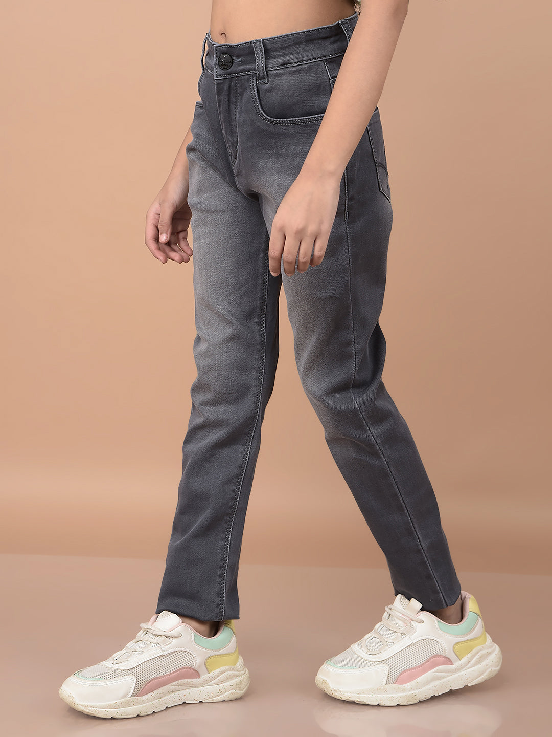 Grey Skinny High-Waist Jeans