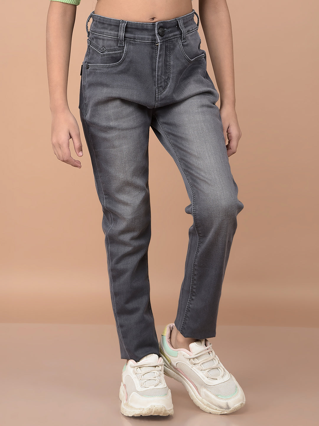 Grey Skinny High-Waist Jeans