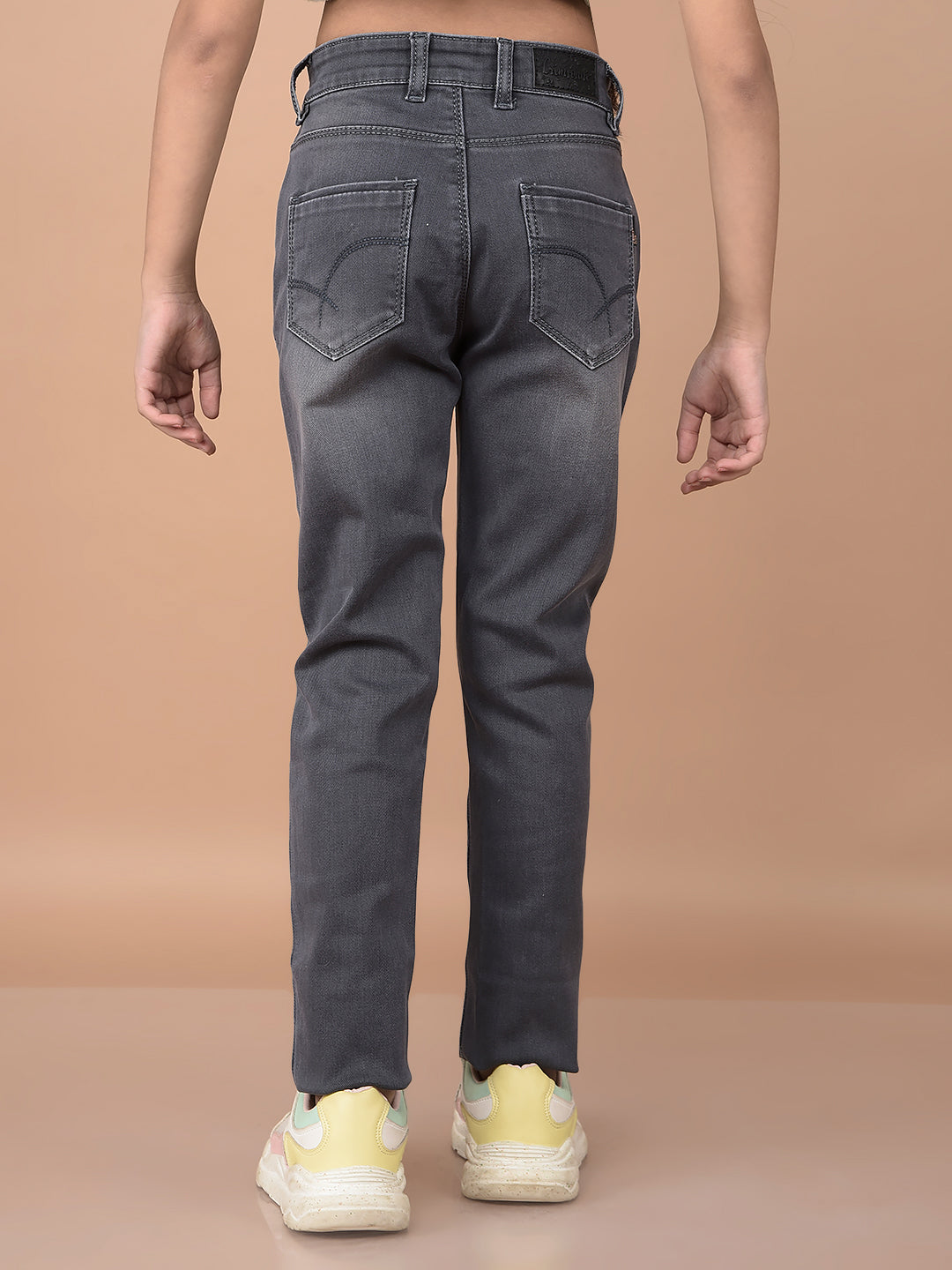 Grey Skinny High-Waist Jeans