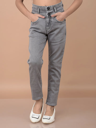 Grey Skinny High-Waist Jeans