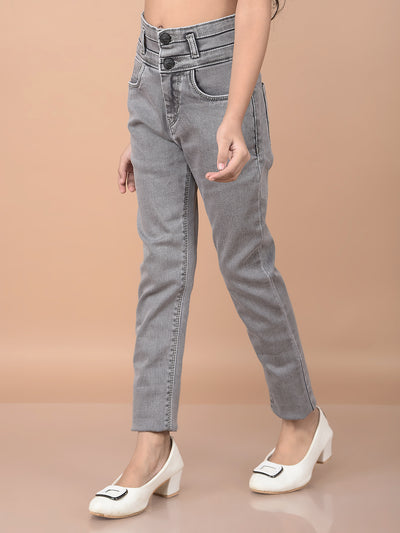 Grey Skinny High-Waist Jeans